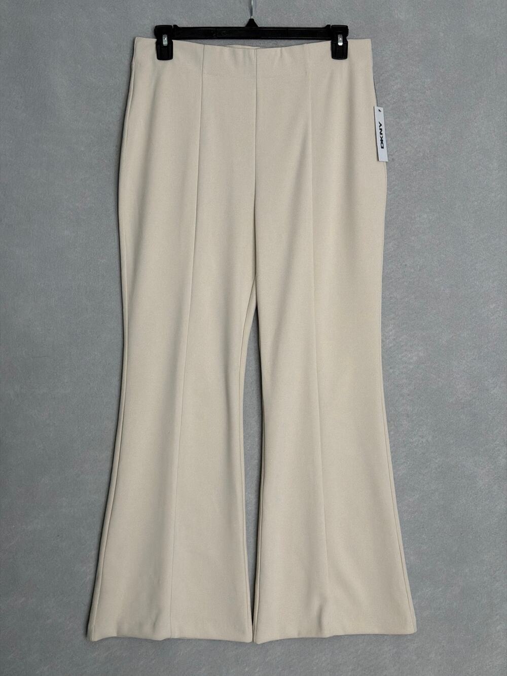 DKNY Pull-On Pants Flare Leg in Light City Khaki Women's Large NEW